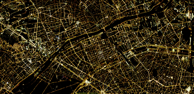 Nighttime satellite image.